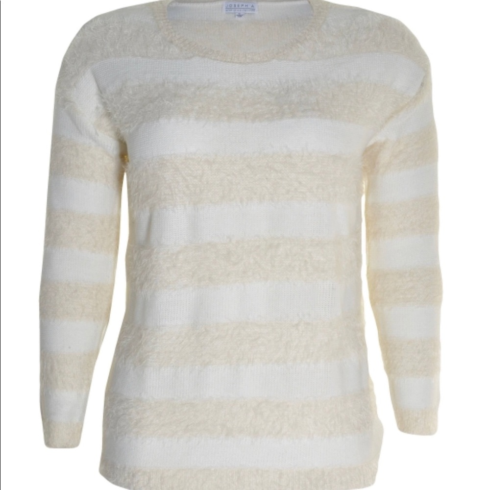 Softest Joseph A Eyelash White Cream Sweater XL